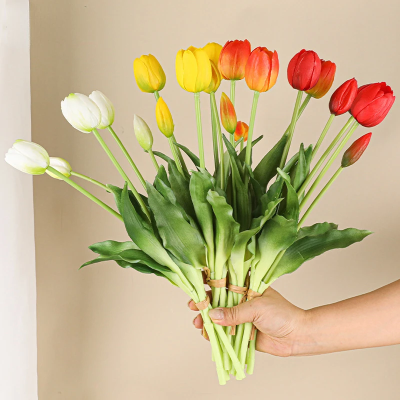 Home Decor Tulip - ดอกทิวลิปประดิษฐ์ 5 หัวงานแต่งงานตกแต่งดอกไม้จําลอง 3 ดอกไม้ 2