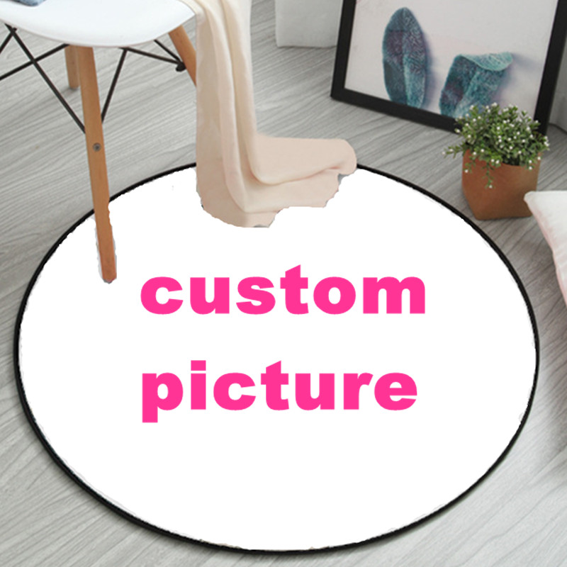 Home Decor Logo Design - พรมปูพื้นทรงกลมกันลื่นสำหรับตกแต่งห้องรับแขกห้องนอนบ้านเสื่อแผ่นปูพื้นนุ่มโลโก้3D ออกแบบโลโก้ของคุณได้ตามต้องการ