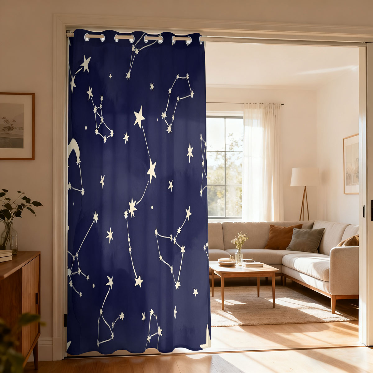 Home Decor Curtains - ผ้าม่านลายดอกกุหลาบสไตล์เรโทร 1 ชิ้น, ผ้าม่านประตูตกแต่งสำหรับห้องนั่งเล่นห้องนอน, ผ้าม่านแขวนตกแต่งบ้านทันสมัย