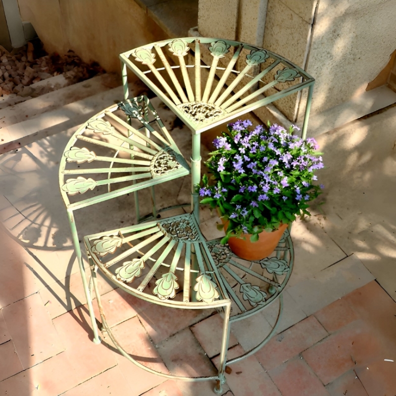 Succulent Planter Pot - หมุนเหล็กขาตั้งดอกไม้ Multi-Tier ระเบียงชาวไร่ชั้นวางสวนกลางแจ้ง Plant Display Rack