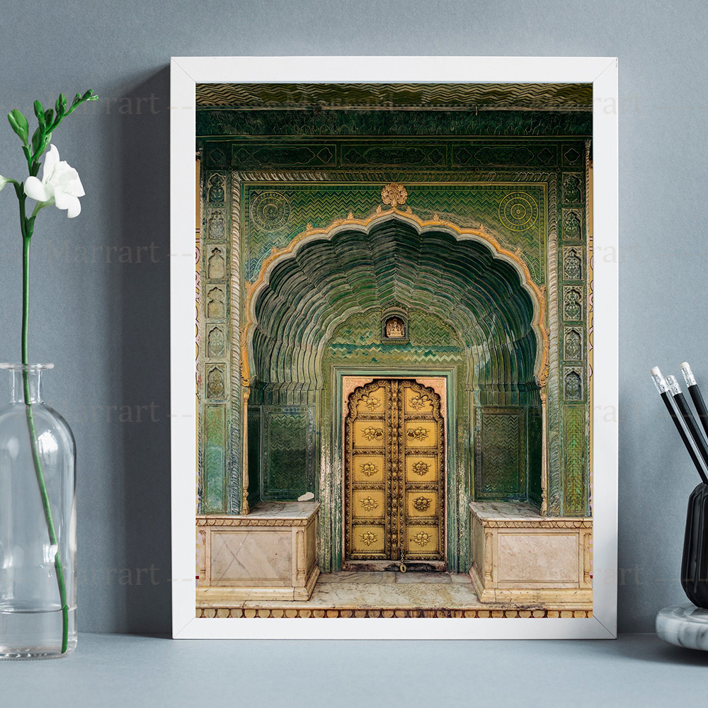 Home Decor Jaipur - สถาปัตยกรรมอินเดียประตูระเบียง Photo Wall Art ภาพวาด Jaipur