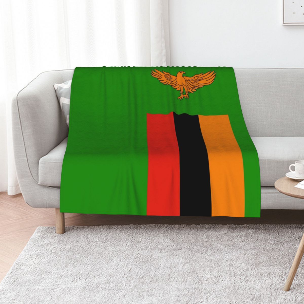 Home Decor Zambia - ผ้าห่มลายธงชาติแซมเบีย ผ้าห่มอุ่นๆ สำหรับตกแต่งห้องนั่งเล่น