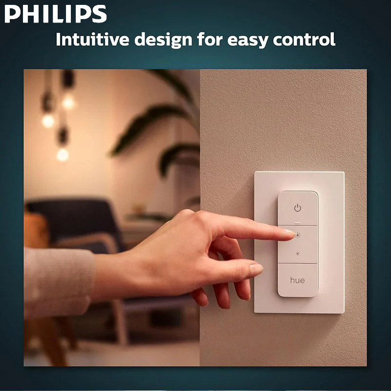 Philips Bulb Hue - ฟิลิปส์ ฮิว สวิตช์หรี่ไฟอัจฉริยะสีขาวพร้อมรีโมทควบคุมการติดตั้งแบบไร้สาย ควบคุมไฟฮิว เปิด/ปิด ปรับความสว่างได้