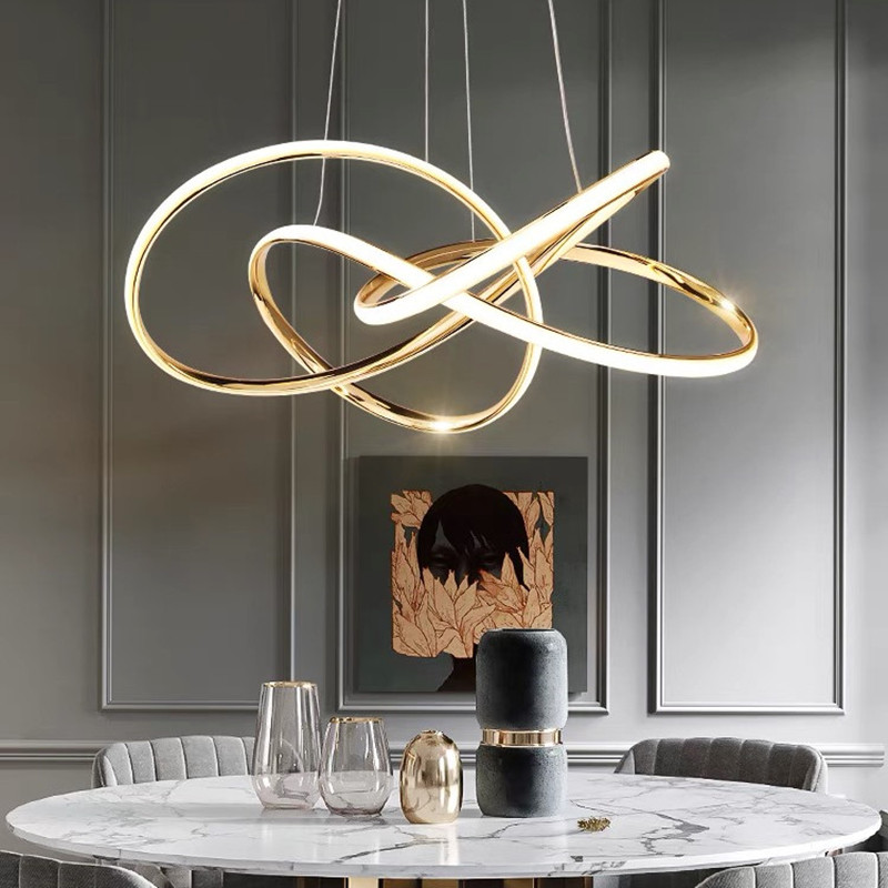 Home Decor Online Shopping - โคมไฟเพดาน LED สำหรับร้านอาหารสมัยใหม่ โคมไฟห้องนั่งเล่น ตกแต่งบ้าน โคมไฟลายเส้นเรขาคณิตเรียบง่าย