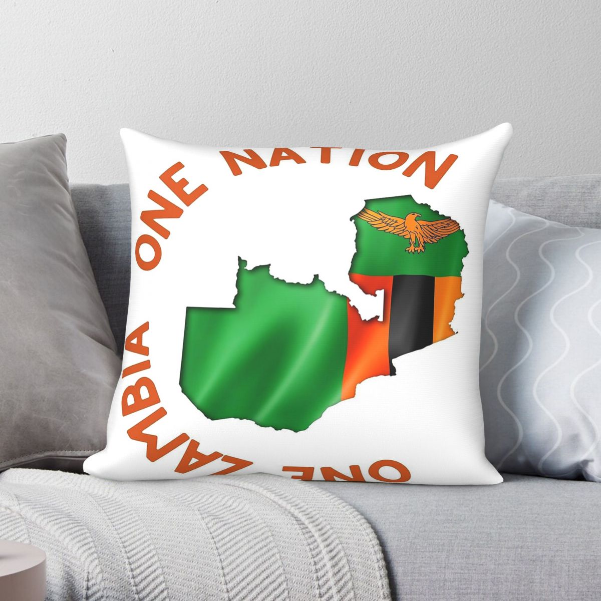 Home Decor Zambia - ปลอกหมอนอิง One Zambia One Nation ผ้าโพลีเอสเตอร์