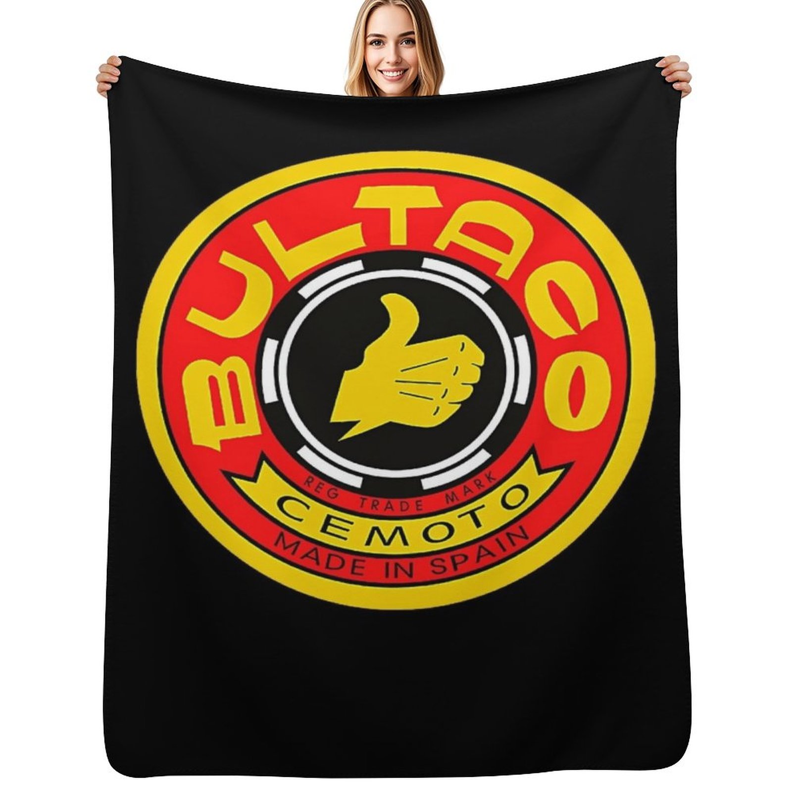 Home Decor Logo Design - ผ้าห่มลายโลโก้รถมอเตอร์ไซค์ Bultaco Cemoto ผ้าห่มตกแต่งแบบหลวมสำหรับโซฟาและเตียงนุ่มสบาย ผ้าห่มหรูหราดีไซน์เนอร์