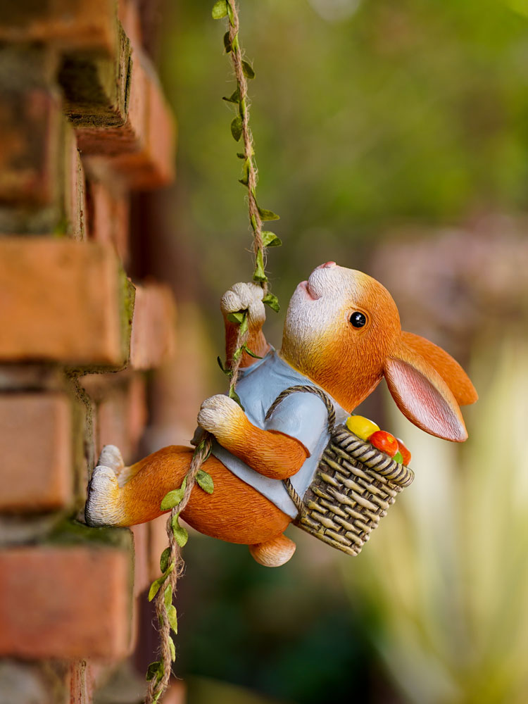 Home Decor Duck - ใหม่น่ารักกระต่ายเรซิ่นรูปปั้นพกพาอาหารปีนเชือกกลางแจ้งประติมากรรมสำหรับสำนักงานบ้านสวนตกแต่งระเบียง Craft ของขวัญ