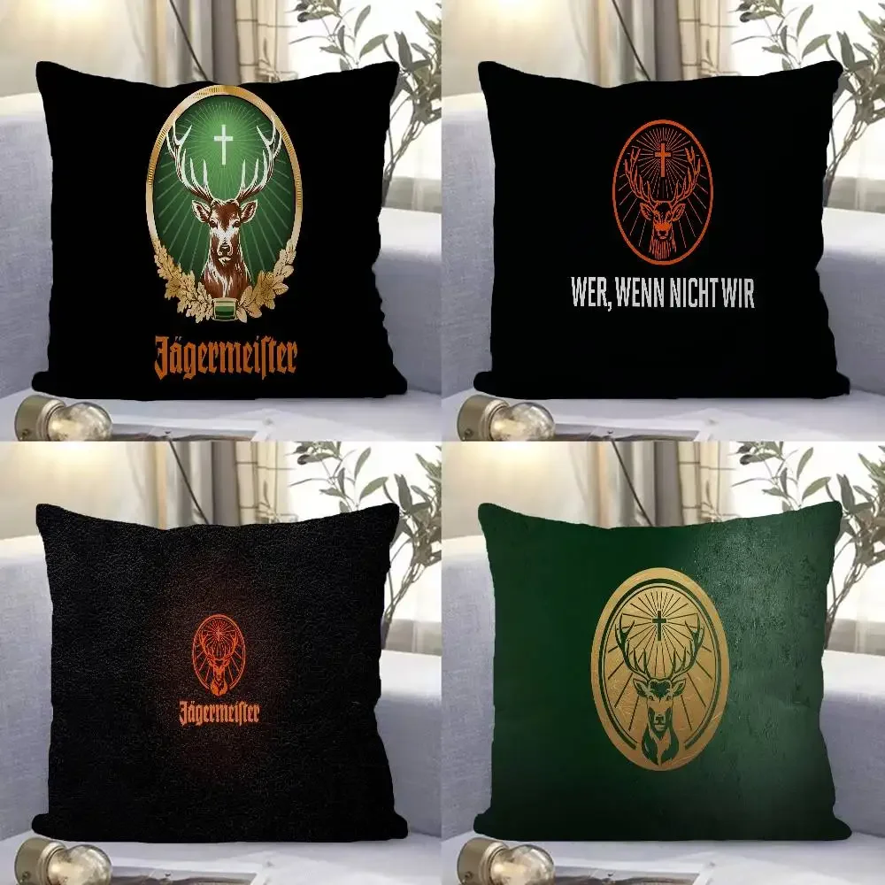 Home Decor Logo Design - J-Jagermeisteres โลโก้ลายเมเปิ้ล ปลอกหมอนอิง ตกแต่งฤดูใบไม้ร่วง ปลอกหมอนตกแต่งวันหยุด