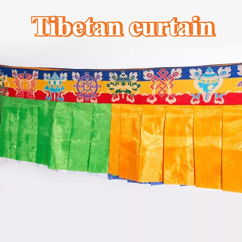 Home Decor Curtains - ผ้าม่านแขวนประดับตกแต่งบ้าน/โต๊ะ ลายพระพุทธศาสนา 8 ลายมงคล ขนาด 5