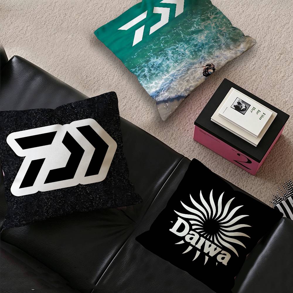 Home Decor Logo Design - D-DaiwaS ปลอกหมอนลายโลโก้ตกปลา ลายเมเปิ้ล ตกแต่งเทศกาลฤดูใบไม้ร่วง ปลอกหมอนตกแต่งวันหยุด