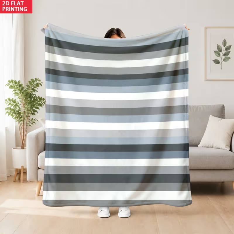 ผ้าห่มลายทางแนวนอนสีน้ำตาล ดำ  - Neutral Throw Blanket บทวิจารณ์และราคา