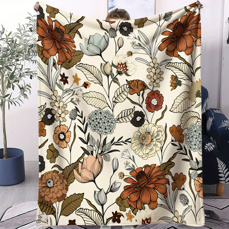 ผ้าห่มฟลีซลายดอกไม้สไตล์โบโฮ ว - Neutral Throw Blanket บทวิจารณ์และราคา