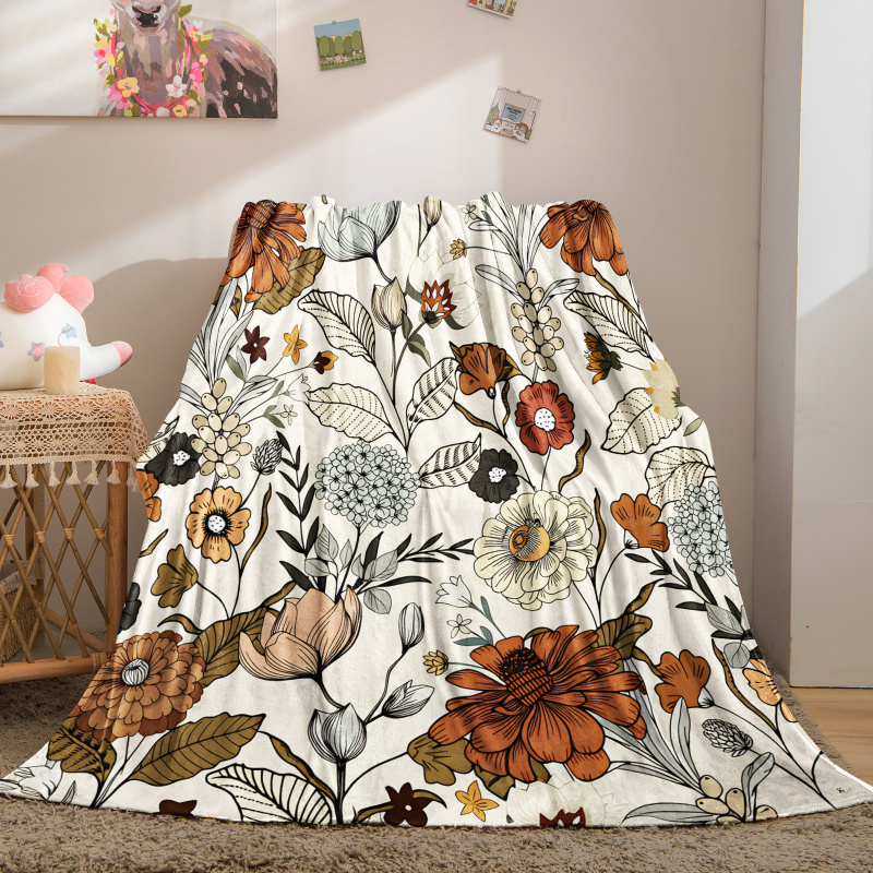 ผ้าห่มฟลีซลายดอกไม้สไตล์โบโฮ ว - Neutral Throw Blanket บทวิจารณ์และราคา