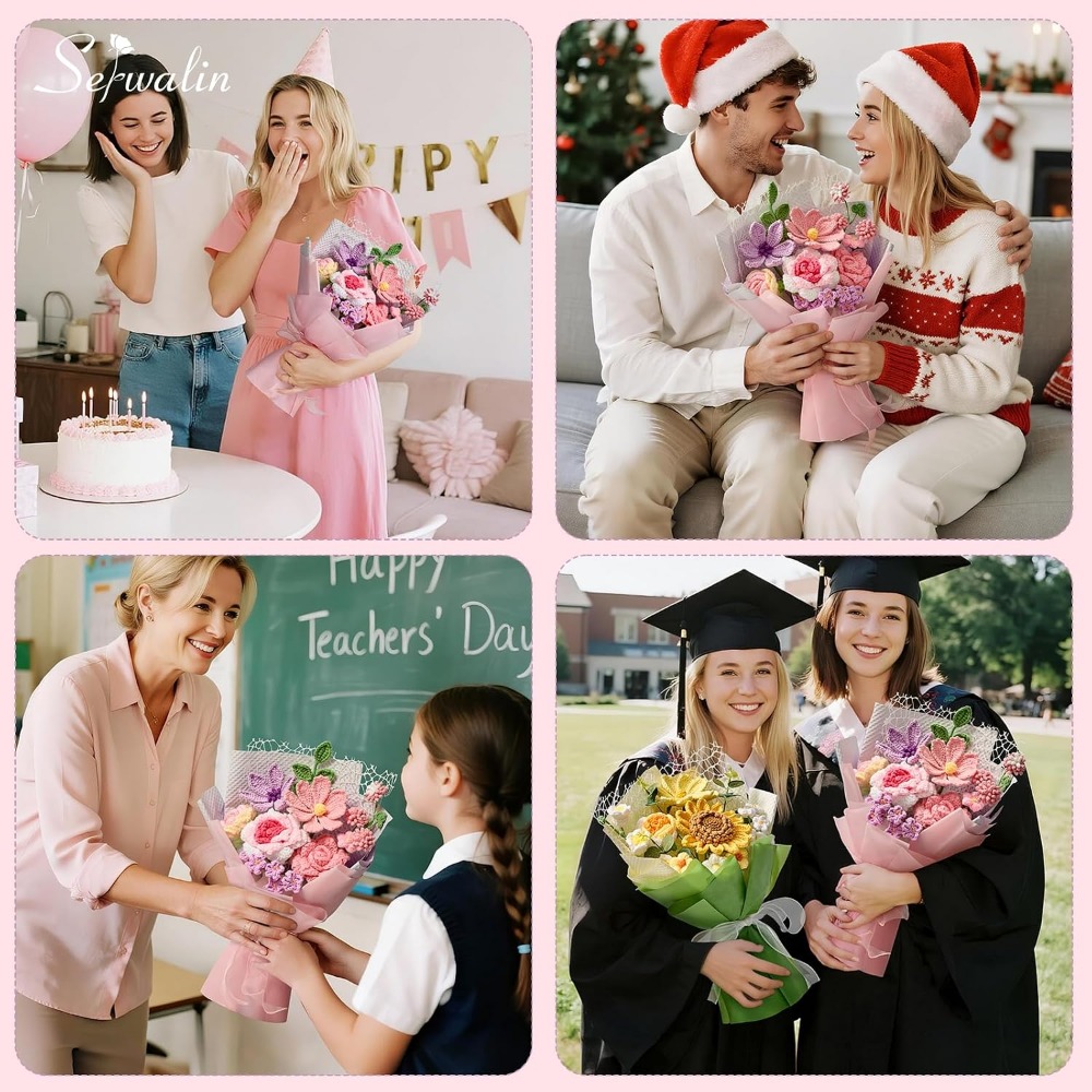 ช่อดอกไม้โครเชต์ ดอกไม้ถักทำมื - Home Decor Tulip บทวิจารณ์และราคา