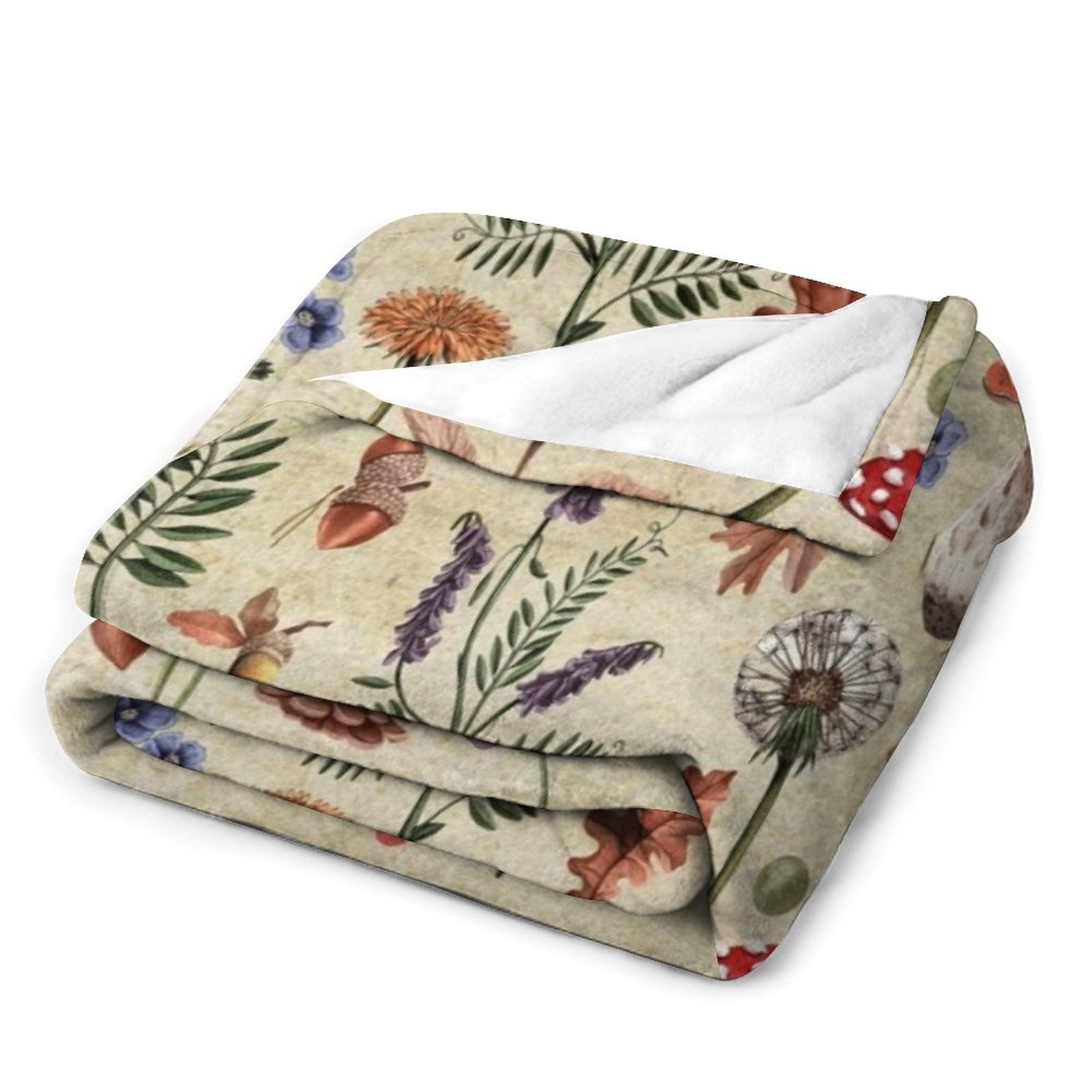 เห็ดสไตล์เรโทร, ดอกไม้ป่า ผ้าห - Neutral Throw Blanket บทวิจารณ์และราคา