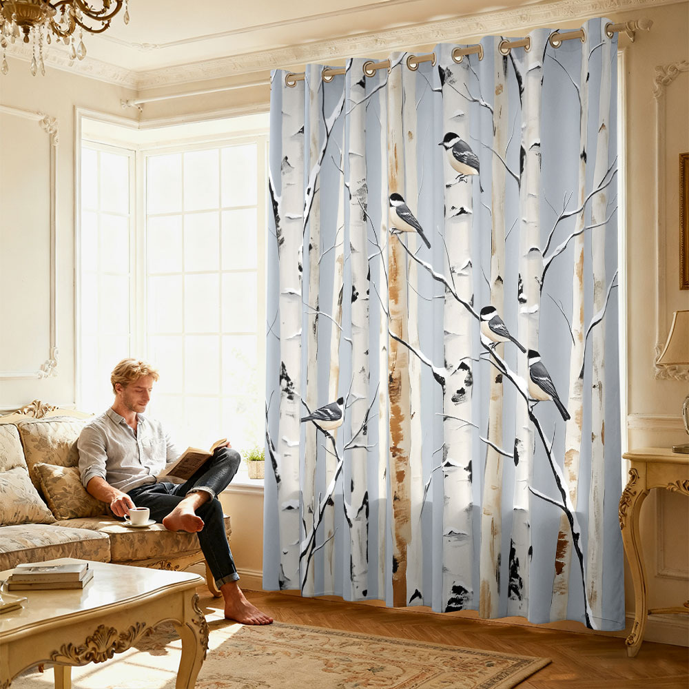 ผ้าม่านลายพิมพ์นกติตมัสในป่าเบ - Home Decor Curtains บทวิจารณ์และราคา