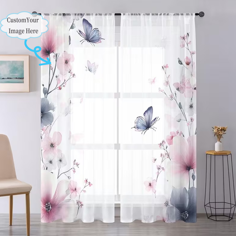 ผ้าม่านโปร่งแสงแบบแบน 2 มิติ 2 - Home Decor Curtains บทวิจารณ์และราคา