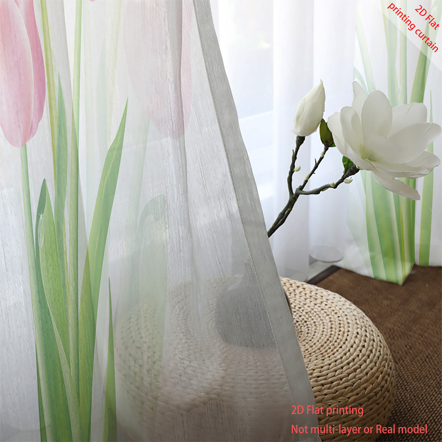 ผ้าม่านโปร่งแสงพิมพ์ลายดอกทิวล - Home Decor Tulip บทวิจารณ์และราคา