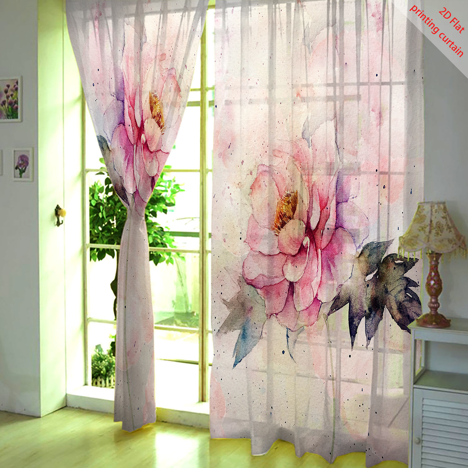 ผ้าม่านโปร่งแสงพิมพ์ลายดอกทิวล - Home Decor Tulip บทวิจารณ์และราคา