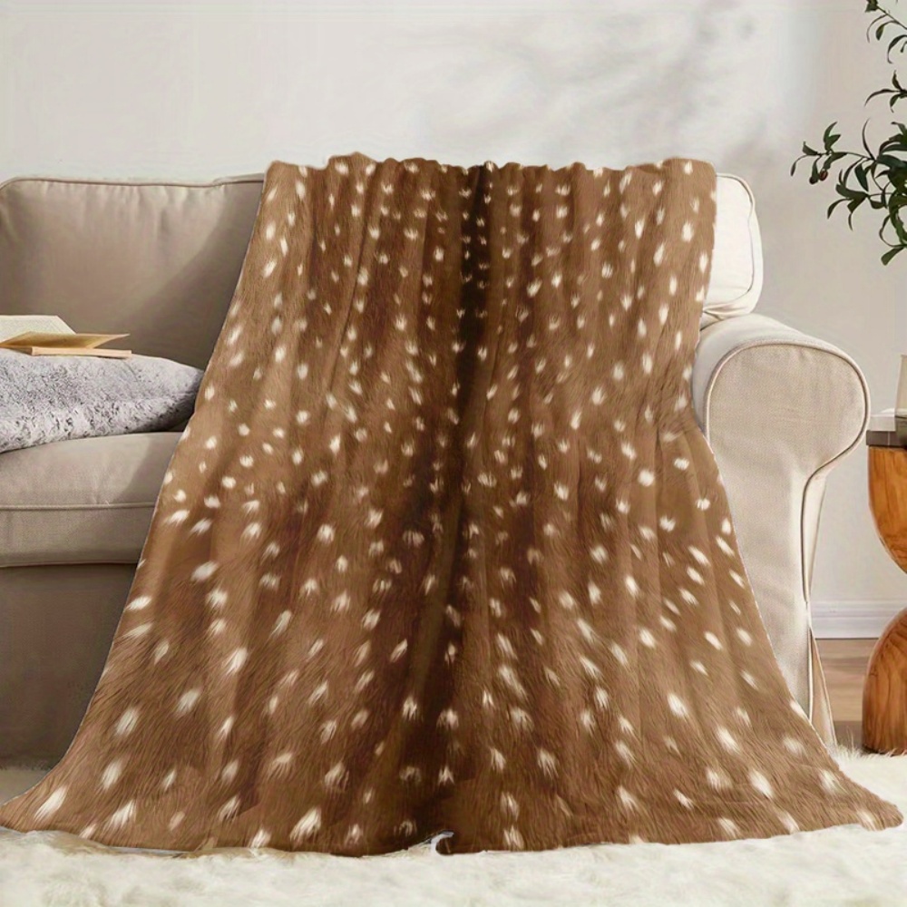 ผ้าห่มลายสัตว์ลายจุดกวางสีน้ำต - Neutral Throw Blanket บทวิจารณ์และราคา