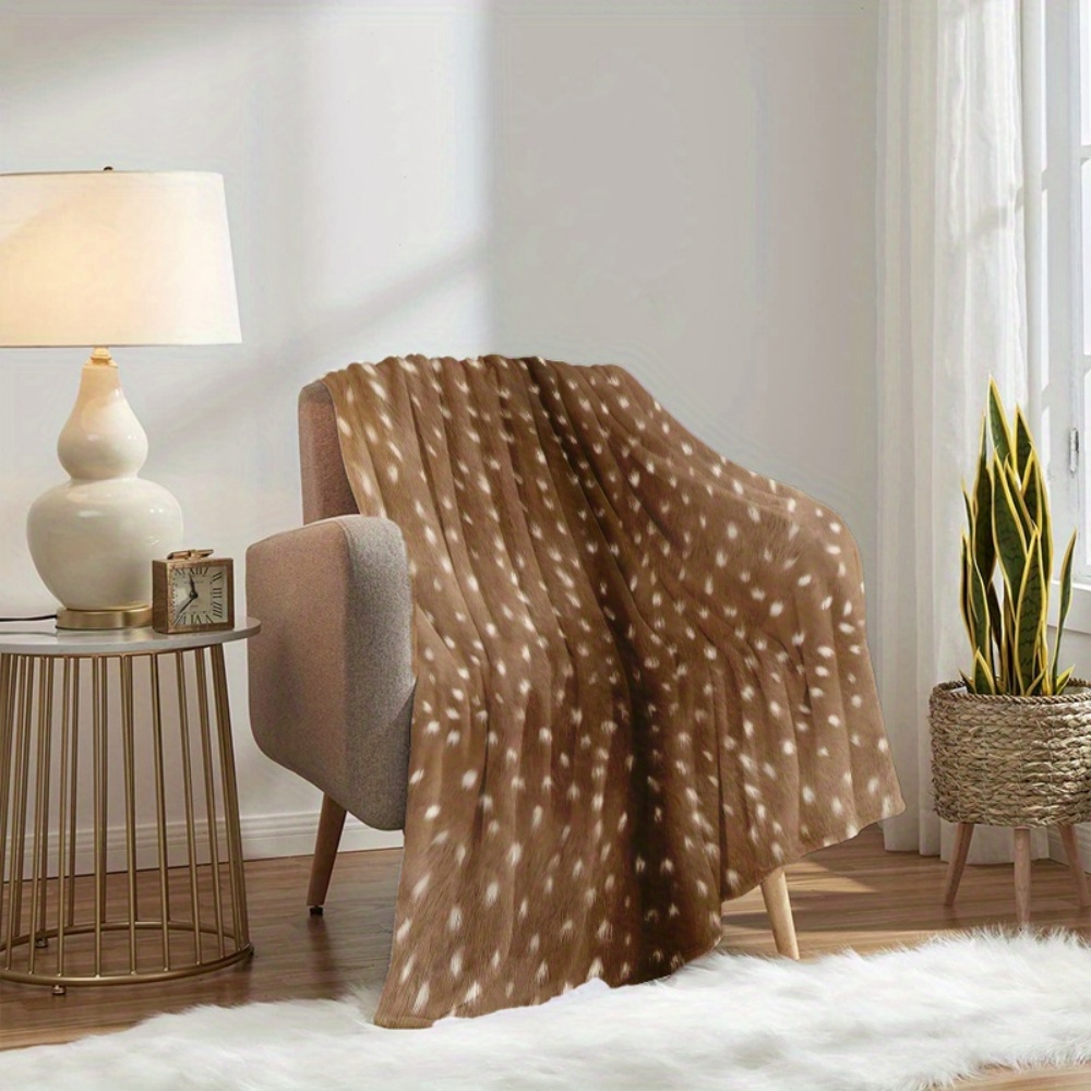 ผ้าห่มลายสัตว์ลายจุดกวางสีน้ำต - Neutral Throw Blanket บทวิจารณ์และราคา