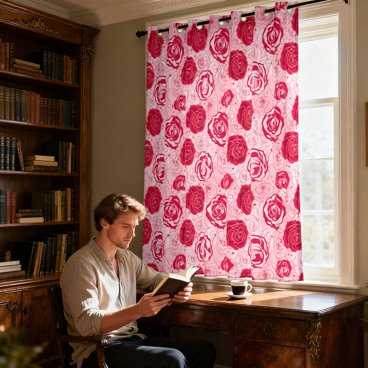 ผ้าม่านวงกลมเดี่ยวสีชมพูพื้นเข - Home Decor Curtains บทวิจารณ์และราคา