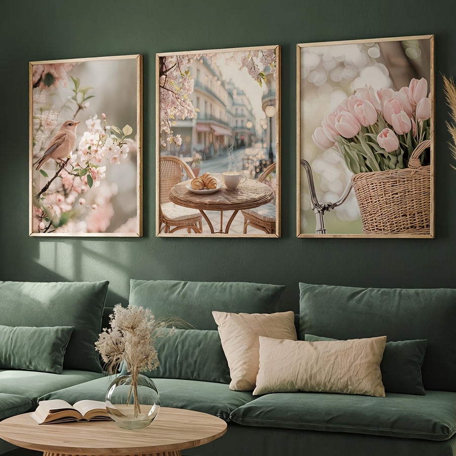 3 ชิ้น/ชุด ภาพพิมพ์บนผ้าใบลายถ - Home Decor Tulip บทวิจารณ์และราคา