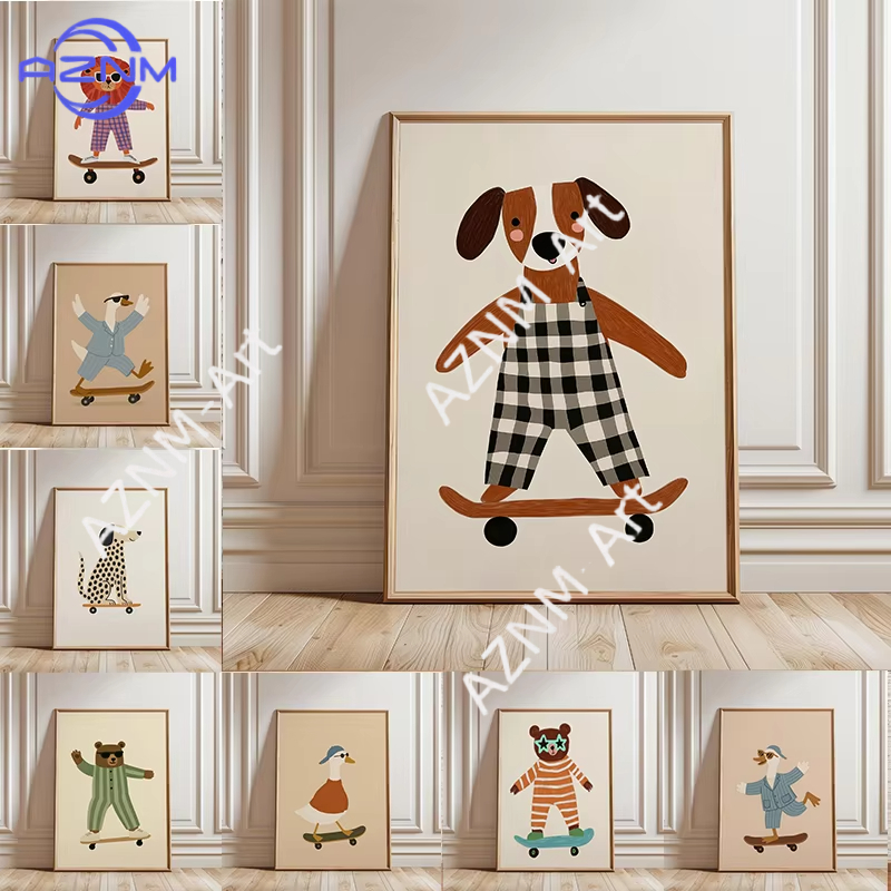 โปสเตอร์สัตว์ตลกเล่นสเก็ตบอร์ด - Home Decor Duck บทวิจารณ์และราคา