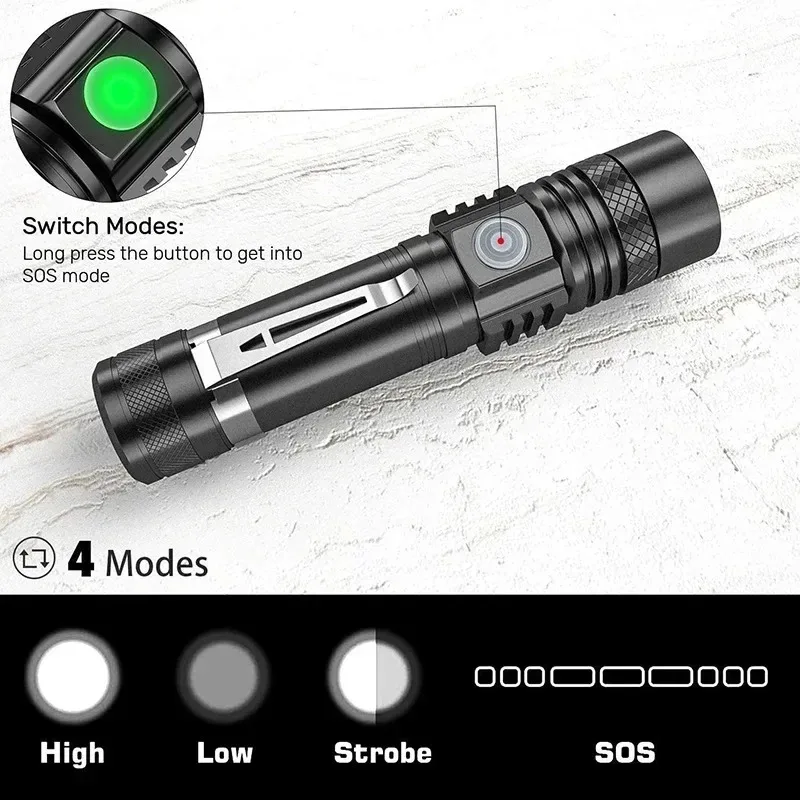 ไฟฉาย LED T6 แบบชาร์จไฟได้, ไฟ - Home Decor Outside บทวิจารณ์และราคา