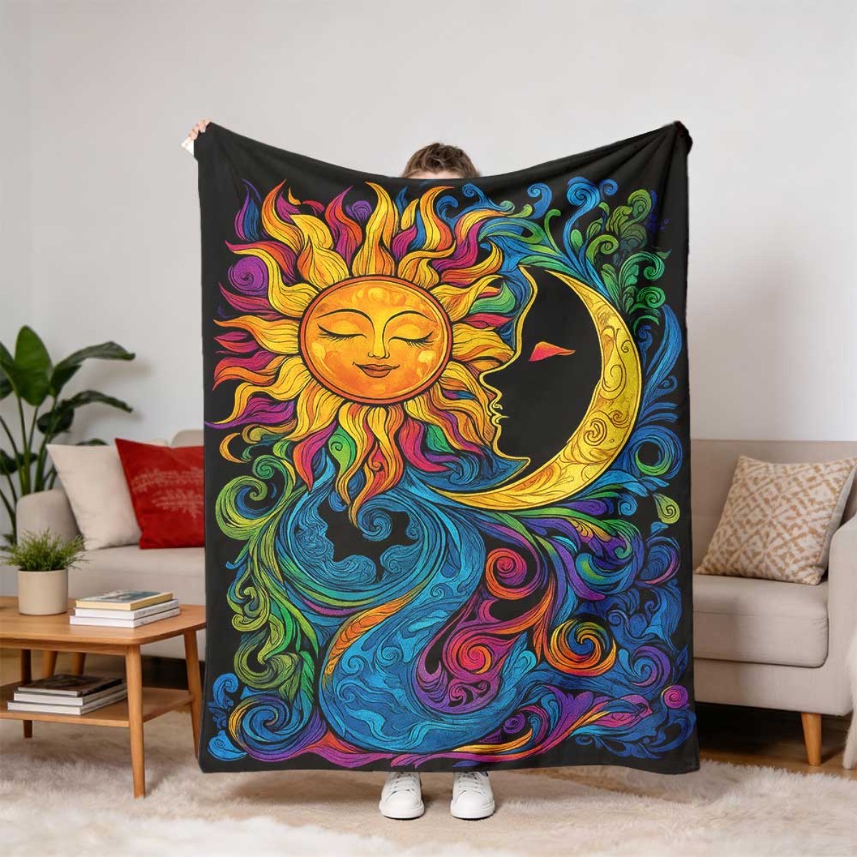 ผ้าห่มลายครีมเบส มูน ซัน สตาร์ - Neutral Throw Blanket บทวิจารณ์และราคา
