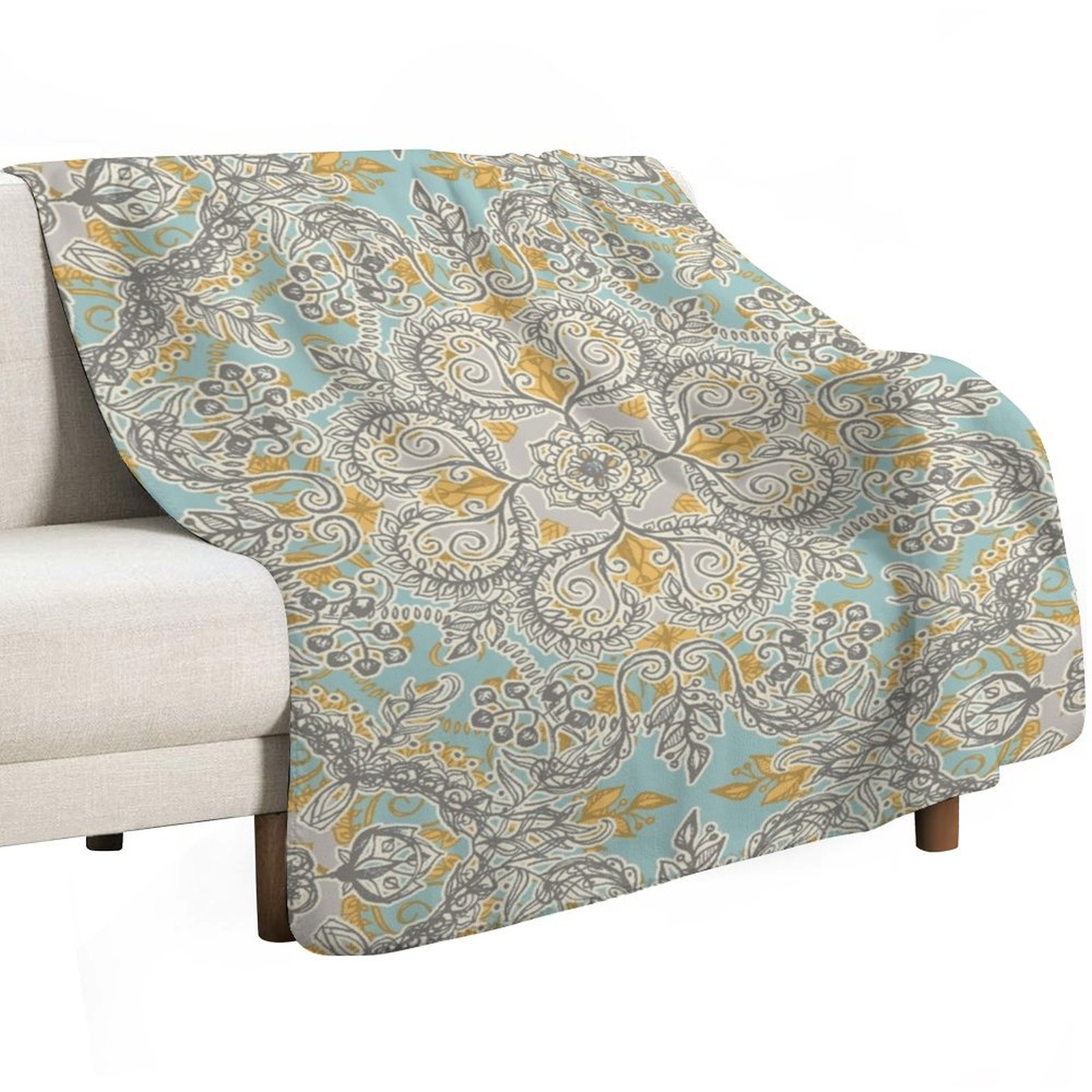 ลายดอกไม้สไตล์ยิปซีในโทนสีนุ่ม - Neutral Throw Blanket บทวิจารณ์และราคา