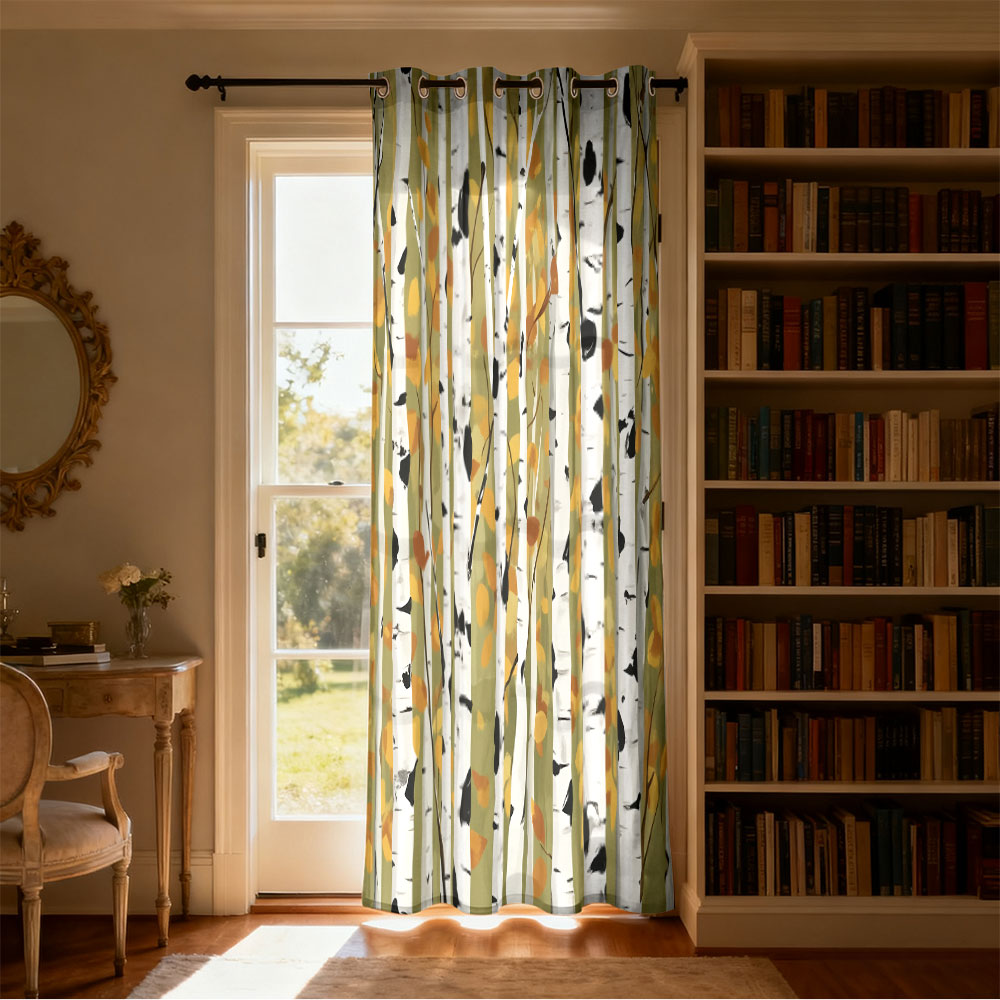 ผ้าม่านลายป่าเบิร์ชฤดูใบไม้ร่ว - Home Decor Curtains บทวิจารณ์และราคา