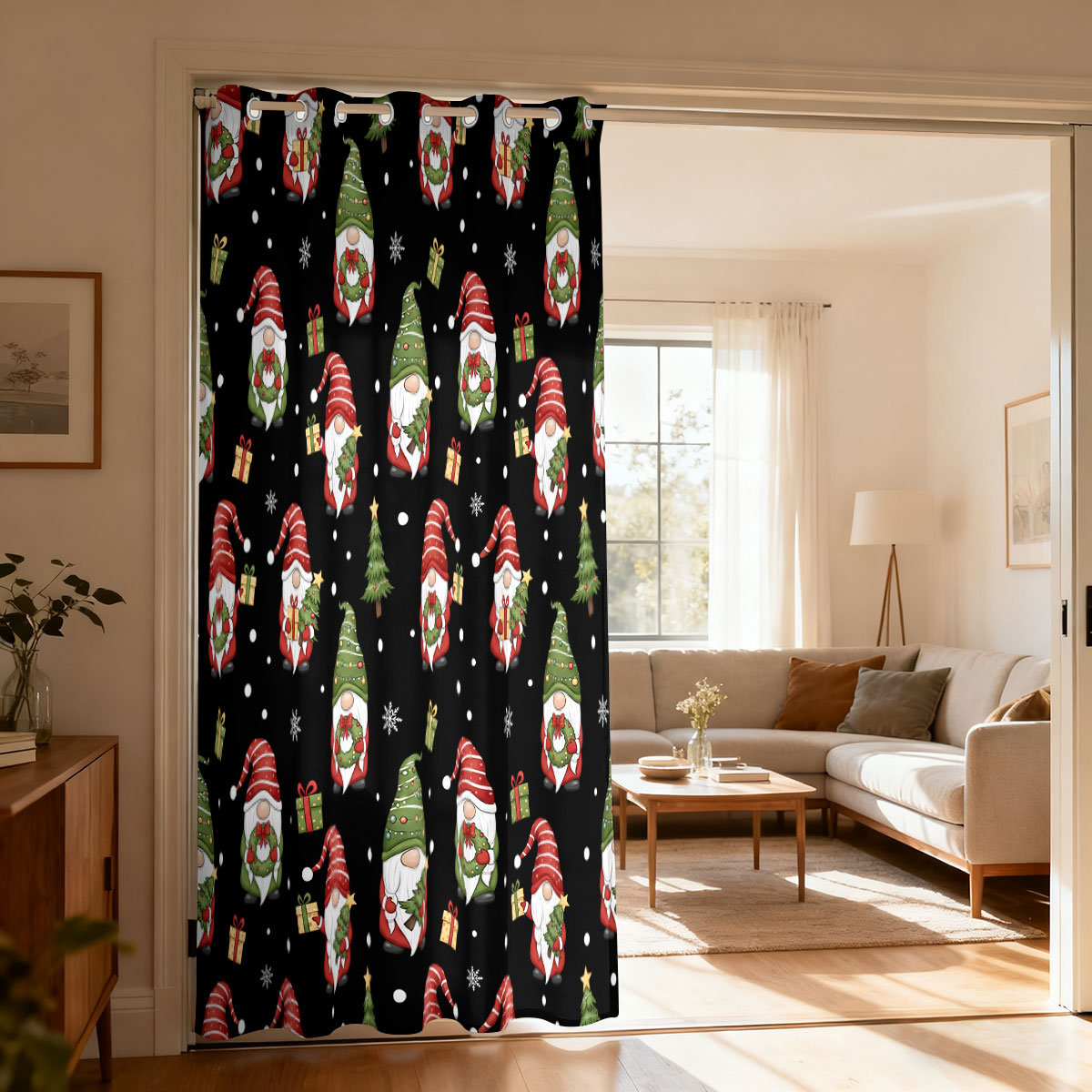 ผ้าม่านลายคริสต์มาสคนแคระต้นคร - Home Decor Curtains บทวิจารณ์และราคา